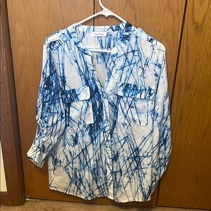 Calvin Klein Abstract Blue and White Shirt